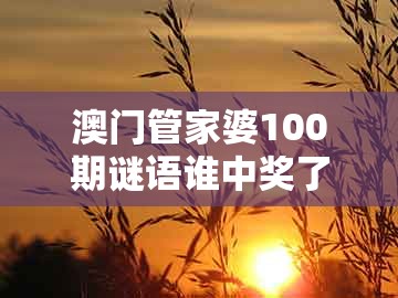 澳门管家婆100期谜语谁中奖了，三前九后灵码现，及2026天天免费资料百度-远离误导的言辞,数字解答、专家解析解释与落实​